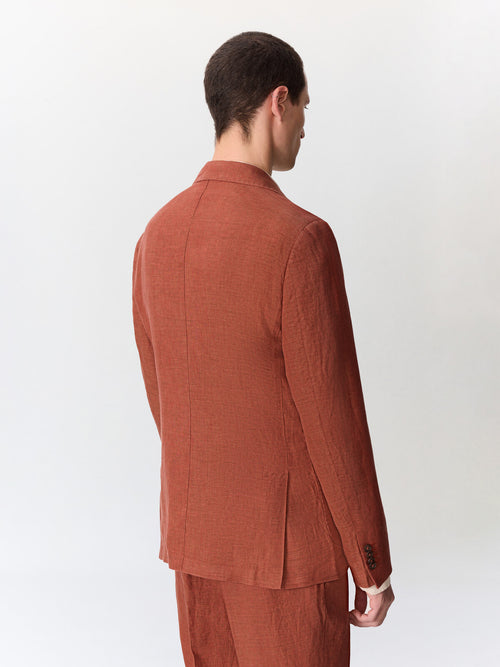 Veste coordonnable regular en lin terracotta - 2 - Father & Sons   - 10 