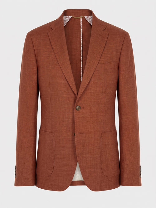 Veste coordonnable regular en lin terracotta - Father & Sons   - 7 