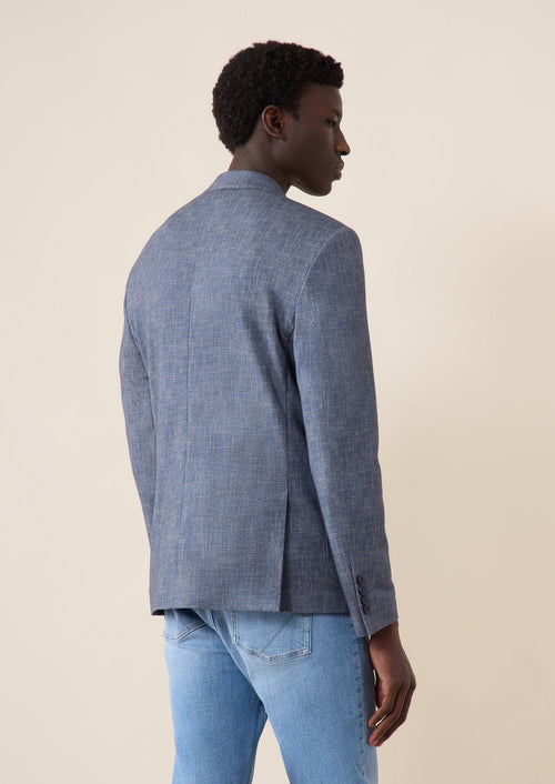 Veste casual Regular en jersey de coton stretch uni bleu ardoise - 2 - Father & Sons   - 16 
