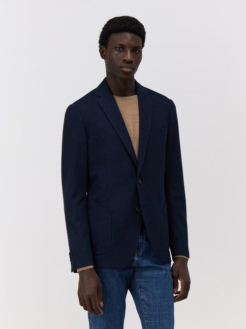 Veste Regular en jersey bleu indigo - 1 - Father & Sons   - 3 