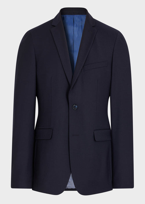 Veste coordonnable Regular en laine mélangée unie bleu marine - Father & Sons   - 1 