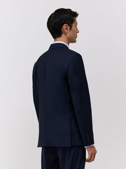 Veste de costume Regular en laine Marzotto unie bleu marine - Father & Sons   - 2 