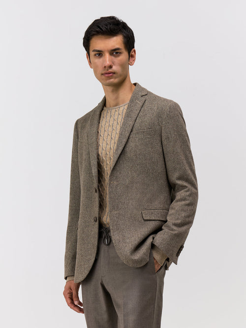 Veste Regular en laine mélangée marron à parementure amovible - Father & Sons   - 6 