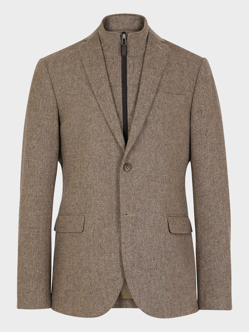 Veste Regular en laine mélangée marron à parementure amovible - Father & Sons   - 8 