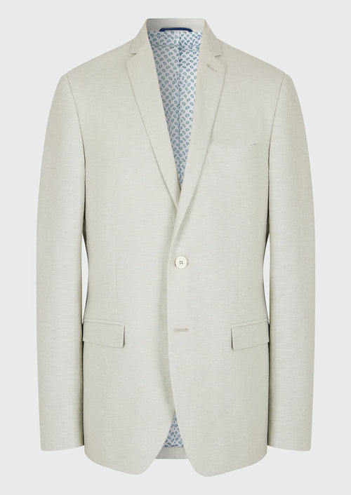 Veste coordonnable Regular en coton et lin mélangés unis vert d'eau - Father & Sons   -  