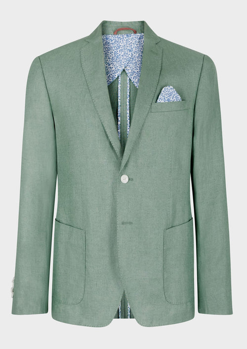 Veste coordonnable Regular en lin uni vert - Father & Sons   -  