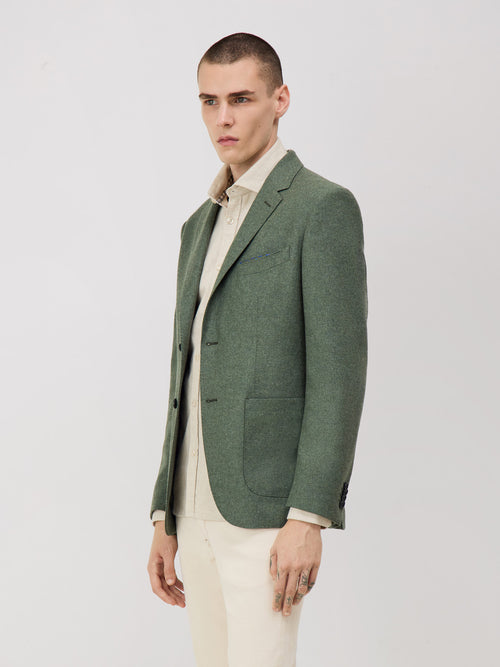 Veste Regular en laine mélangée verte - 1 - Father & Sons   - 5 