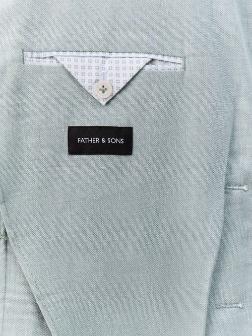 Veste coordonnable regular en coton et lin vert d'eau - Father & Sons   - 6 