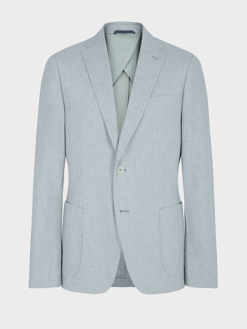 Veste coordonnable regular en coton et lin vert d'eau - Father & Sons   - 8 