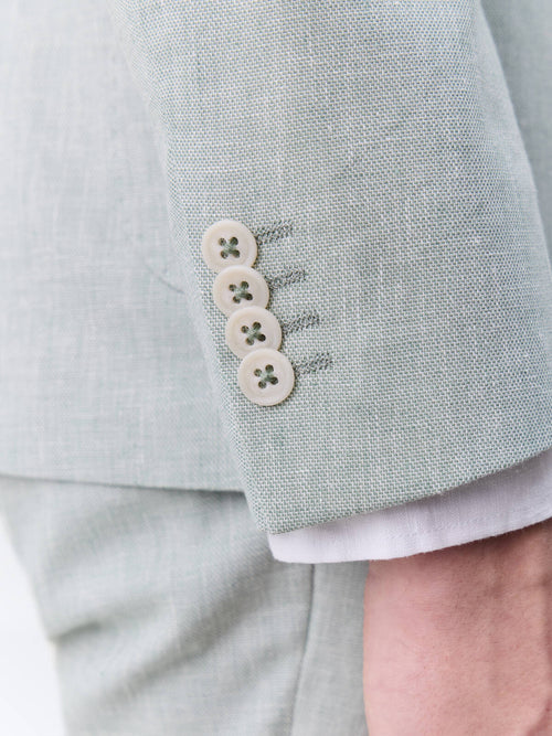 Veste coordonnable regular en coton et lin vert d'eau - Father & Sons   - 5 