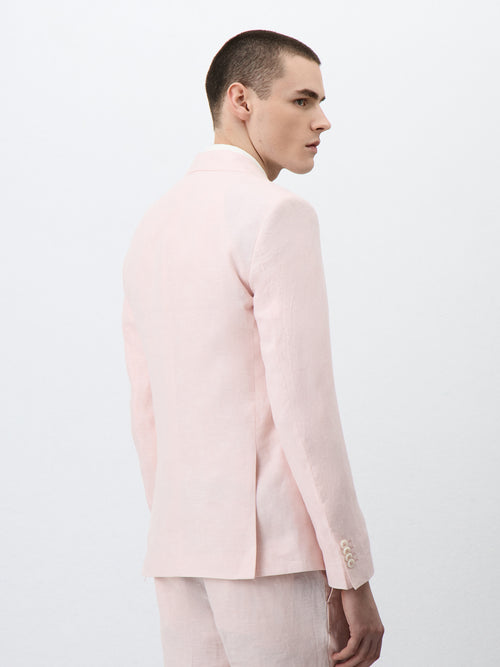 Veste coordonnable Slim en lin rose - Father & Sons   - 2 