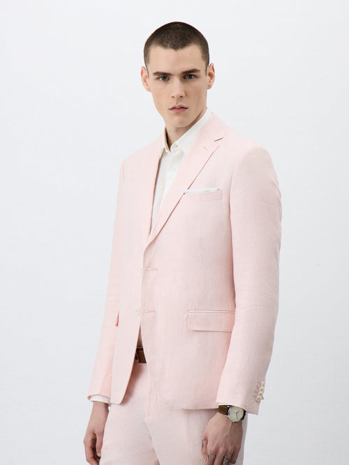 Veste coordonnable Slim en lin rose - Father & Sons   -  