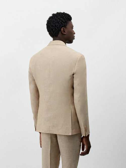 Veste coordonnable croisée Regular en lin beige - 2 - Father & Sons   - 7 