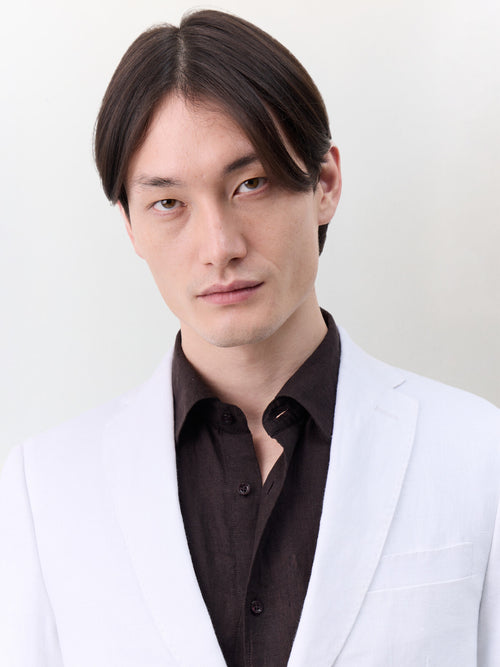 Veste coordonnable slim en lin blanc - Father & Sons   - 3 