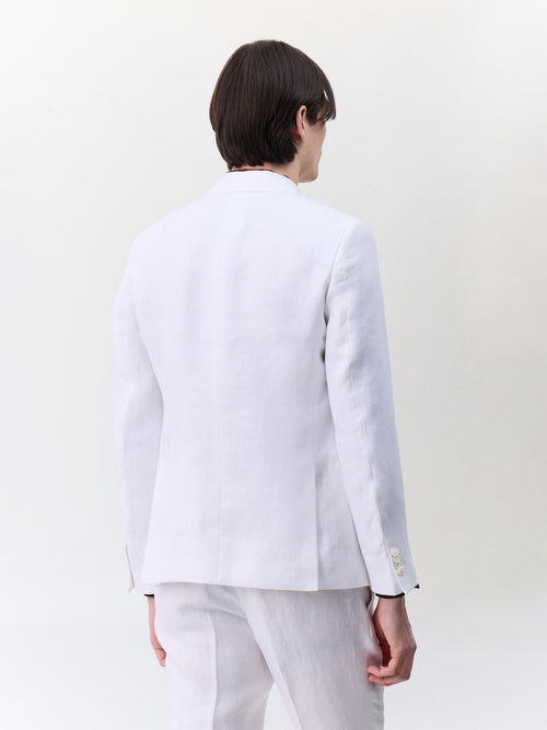 Veste coordonnable slim en lin blanc - 2 - Father & Sons   - 12 