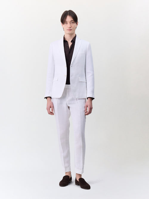 Veste coordonnable slim en lin blanc - Father & Sons   - 7 