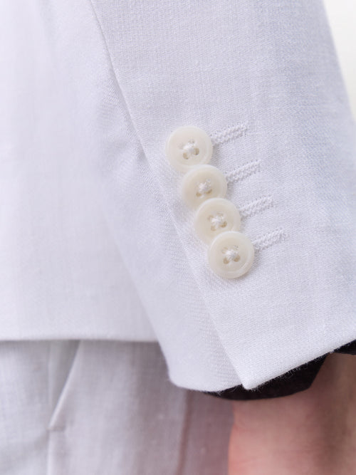 Veste coordonnable slim en lin blanc - Father & Sons   - 5 