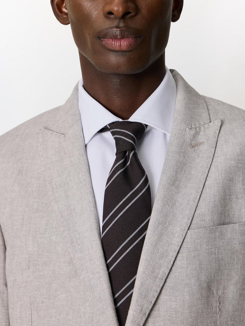 Veste coordonnable slim en lin et coton gris - Father & Sons   - 3 