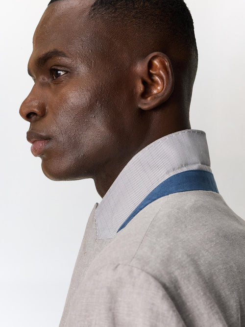 Veste coordonnable slim en lin et coton gris - Father & Sons   - 4 