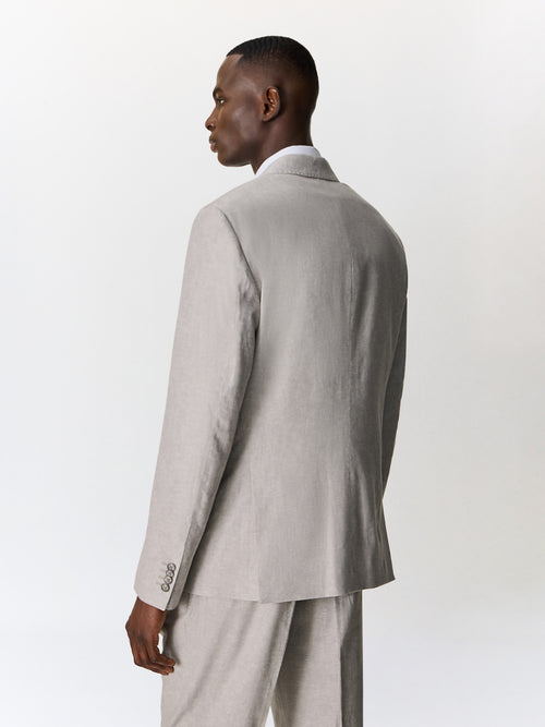 Veste coordonnable slim en lin et coton gris - 2 - Father & Sons   - 9 