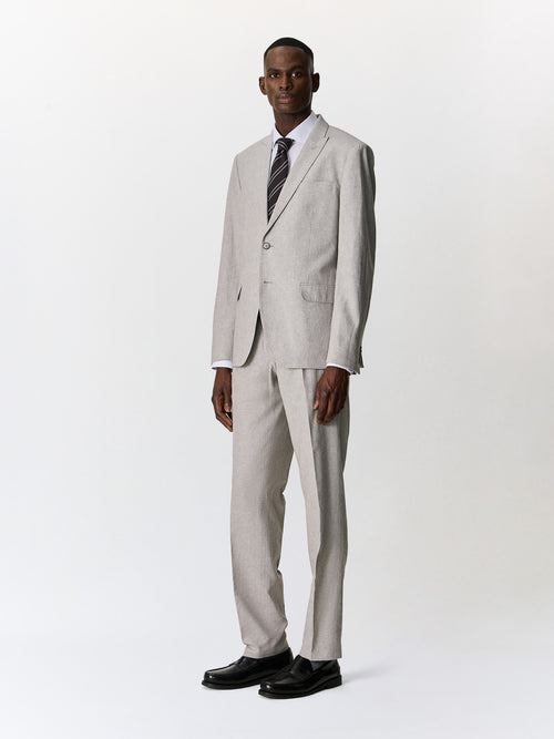 Veste coordonnable slim en lin et coton gris - Father & Sons   - 7 