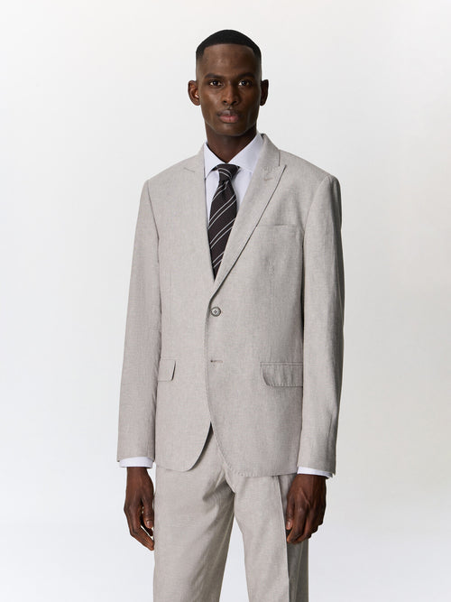 Veste coordonnable slim en lin et coton gris - 1 - Father & Sons   - 9 