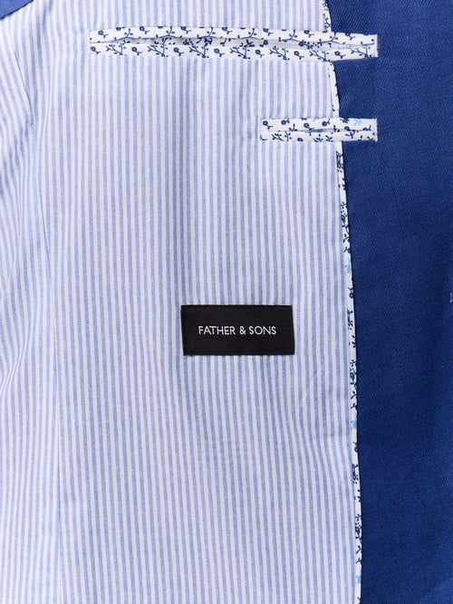 Veste coordonnable slim en lin bleu indigo - Father & Sons   - 6 
