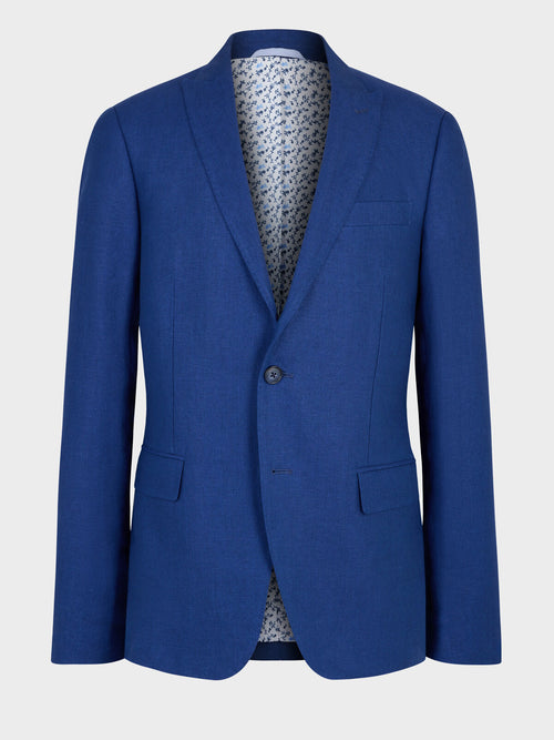 Veste coordonnable slim en lin bleu indigo - Father & Sons   - 8 