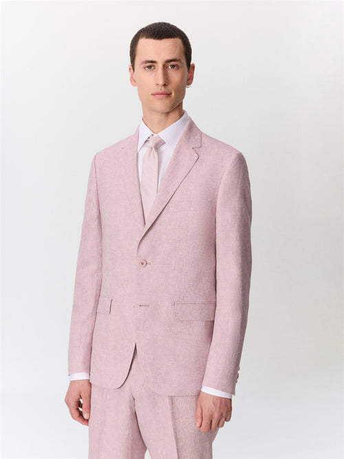 Veste coordonnable slim en lin violet - 1 - Father & Sons   - 11 