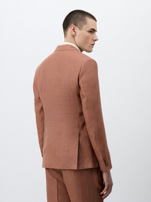 Veste coordonnable Slim en lin terracotta - 2 - Father & Sons   - 16 
