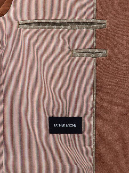 Veste coordonnable Slim en lin terracotta - Father & Sons   - 5 
