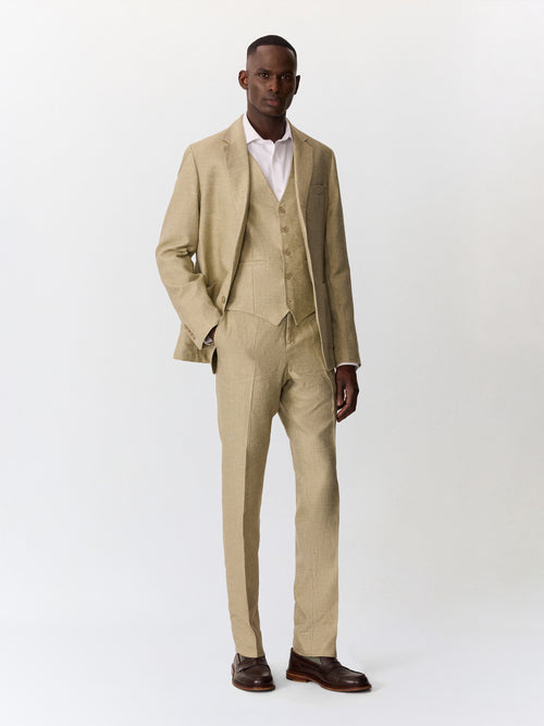 Veste coordonnable regular en lin et coton vert d'eau - Father & Sons   - 6 