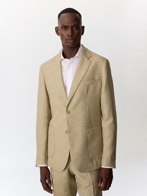 Veste coordonnable regular en lin et coton vert d'eau - 1 - Father & Sons   - 16 
