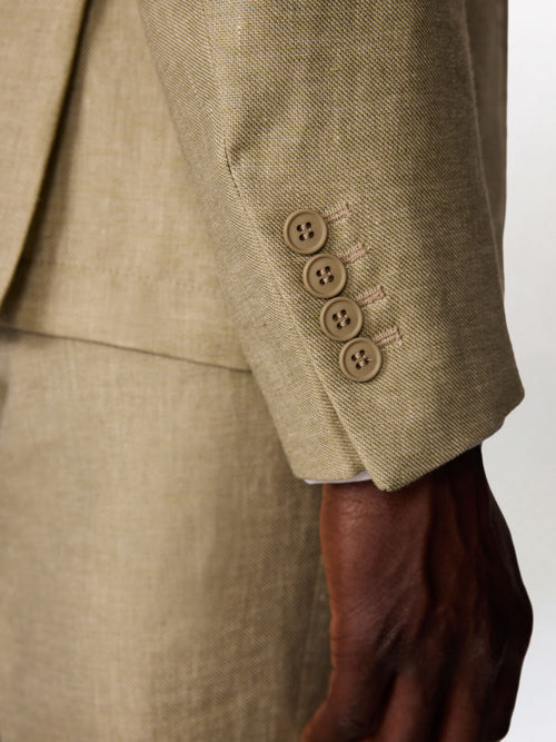 Veste coordonnable regular en lin et coton vert d'eau - Father & Sons   - 5 