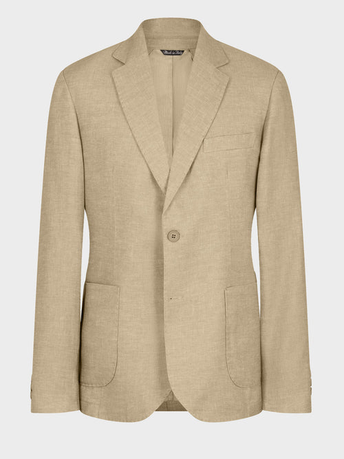 Veste coordonnable regular en lin et coton vert d'eau - Father & Sons   - 7 