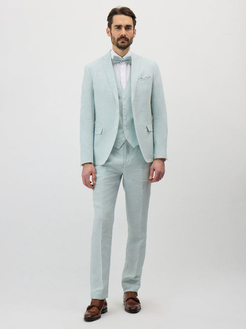 Veste coordonnable Slim en lin vert d'eau - Father & Sons   - 7 