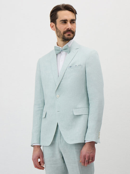 Veste coordonnable Slim en lin vert d'eau - Father & Sons   -  