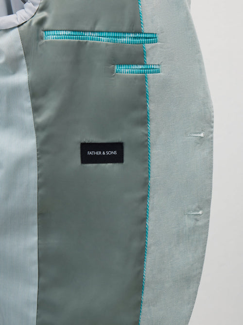 Veste coordonnable Slim en lin vert d'eau - Father & Sons   - 5 