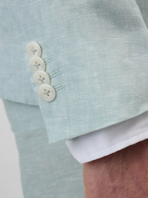 Veste coordonnable Slim en lin vert d'eau - Father & Sons   - 4 
