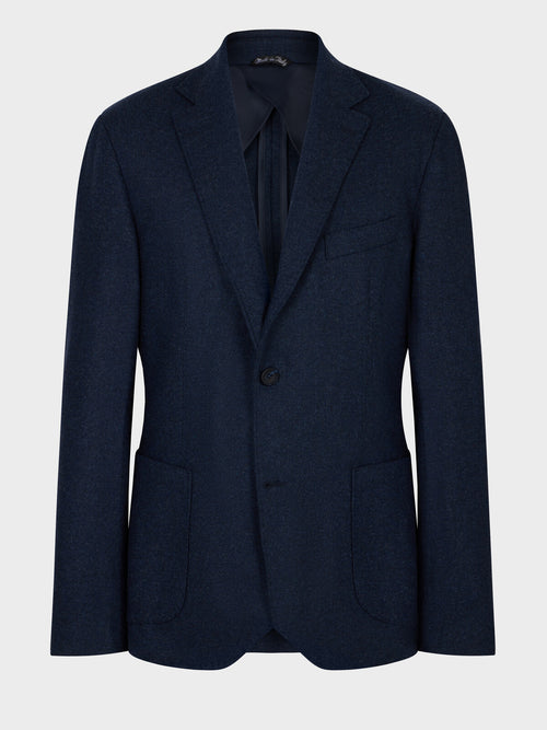 Veste regular en laine mélangée bleu indigo - 1 - Father & Sons   - 2 