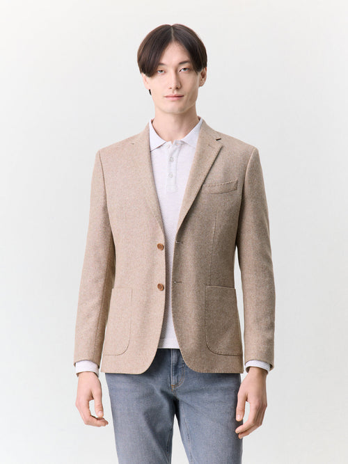 Veste regular en laine mélangée camel - 1 - Father & Sons   - 7 