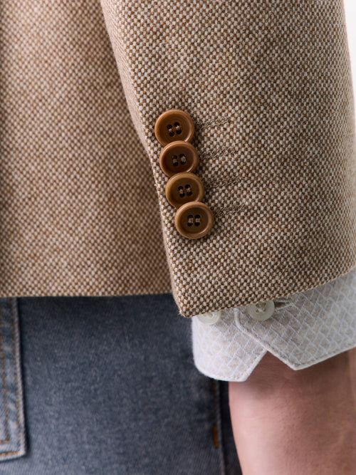 Veste regular en laine mélangée camel - Father & Sons   - 4 