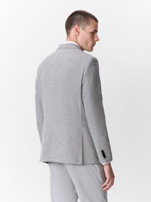 Veste coordonnable regular en laine mélangée grise - 2 - Father & Sons   - 9 
