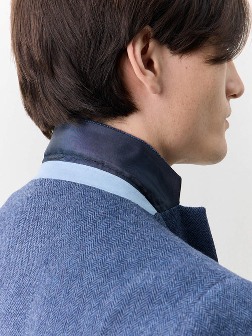 Veste regular en laine mélangée bleu indigo à parementure amovible - 2 - Father & Sons   - 18 