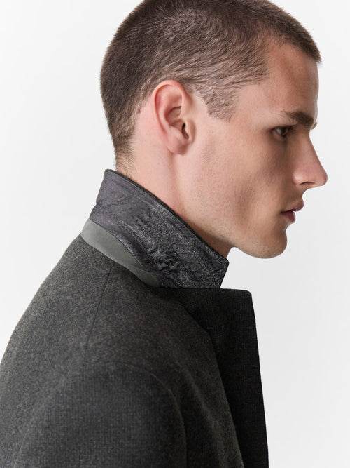 Veste regular en laine mélangée kaki - Father & Sons   - 6 