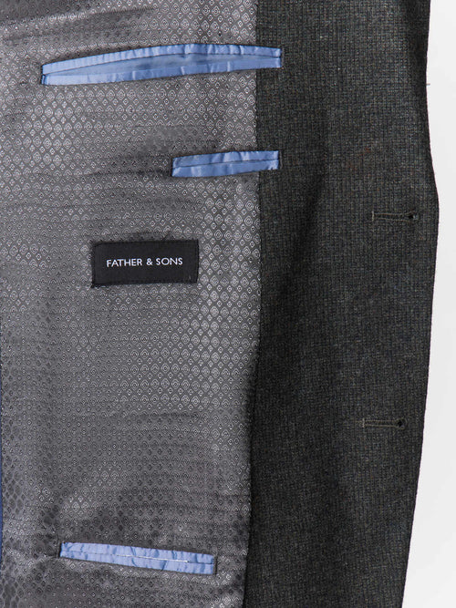 Veste regular en laine mélangée kaki - Father & Sons   - 5 