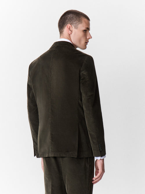 Veste coordonnable regular en velours côtelé kaki - 2 - Father & Sons   - 13 