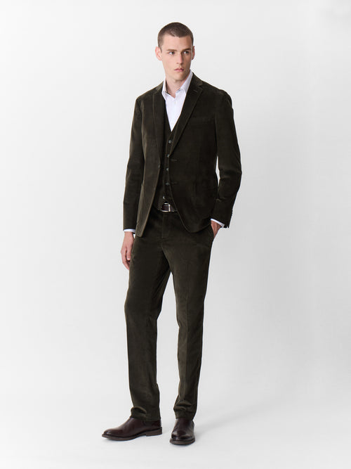 Veste coordonnable regular en velours côtelé kaki - Father & Sons   - 5 