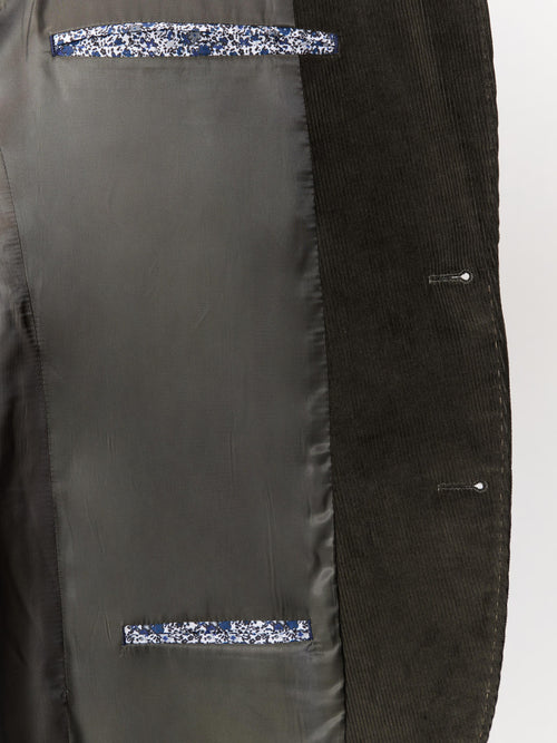 Veste coordonnable regular en velours côtelé kaki - Father & Sons   - 7 