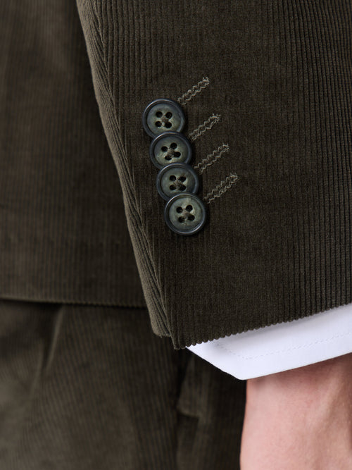 Veste coordonnable regular en velours côtelé kaki - Father & Sons   - 4 